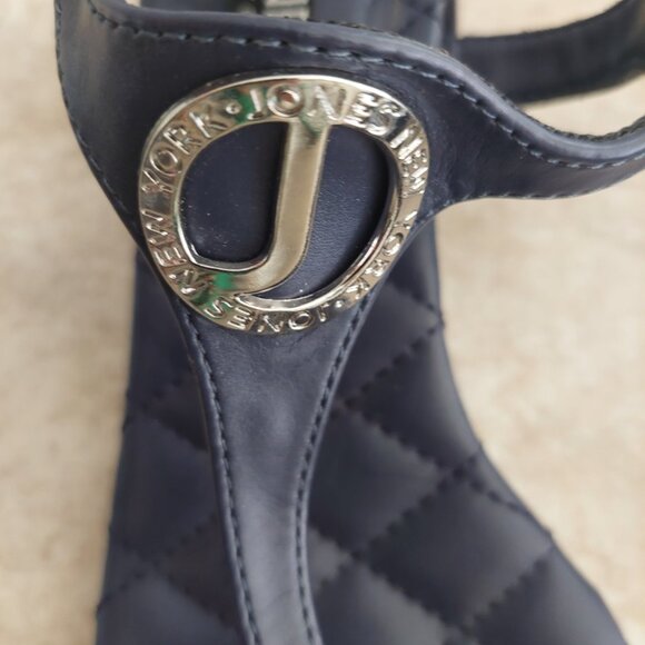 Jones NY Women's Strappy Open Square Toe Blue Sandal. - Picture 2 of 3